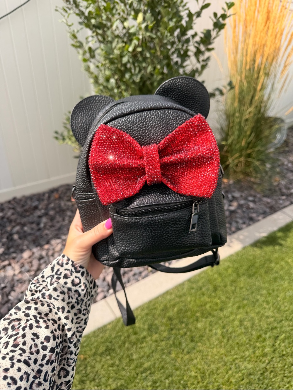 Disney Mini Mouse Black Mini Backpack with Red Bow Accent